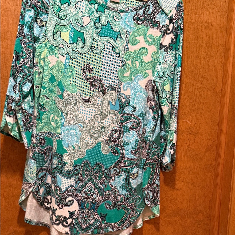 Chico's Teal & Aqua Paisley Tunic